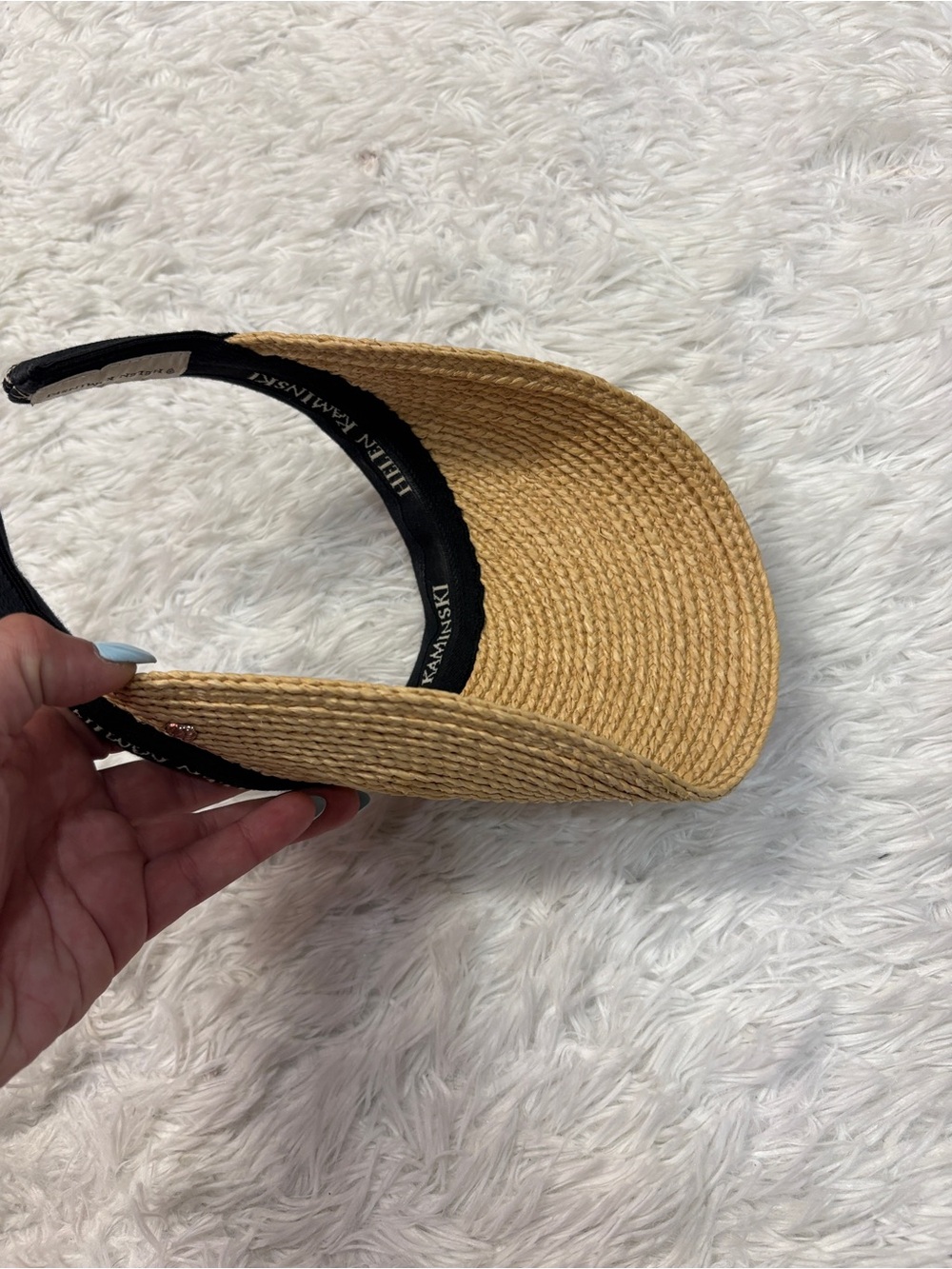 Helen Kaminski Bianca Logo Visor Hat in Natural Black Logo - Picture 7 of 7
